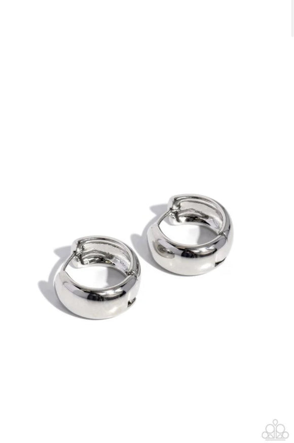 Hinged Halftime- Silver hoop earrings