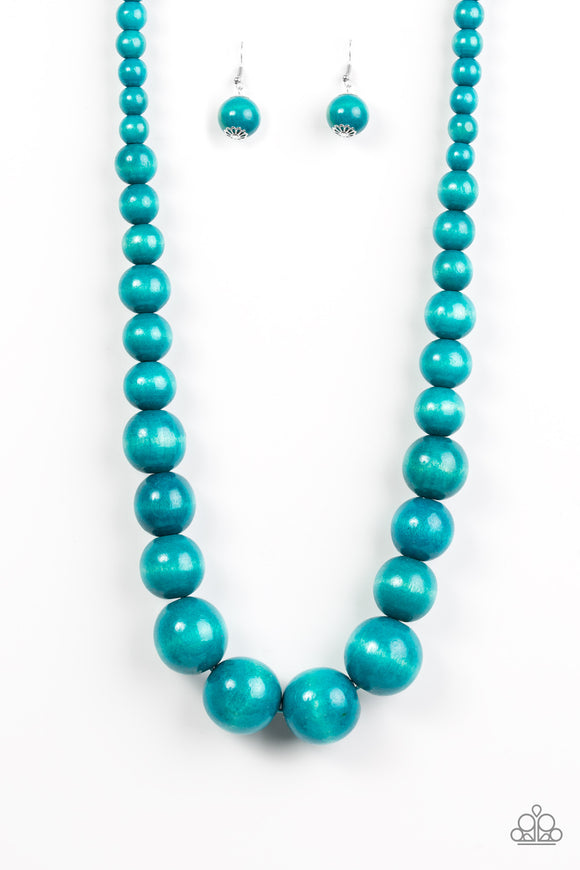 Effortlessly Everglades - Blue wood necklace