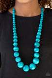 Effortlessly Everglades - Blue wood necklace