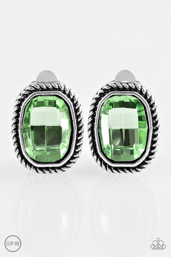 Beam Dream - Green clip-on earrings