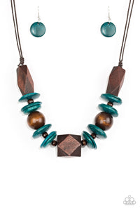 Pacific Paradise - Blue wood necklace