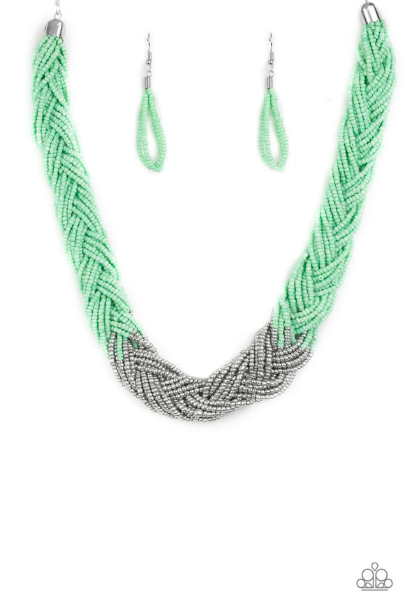 Brazilian Brilliance - Green seed bead necklace