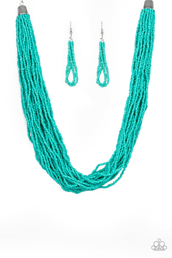 The Show Must CONGO On! - Blue seed bead necklace