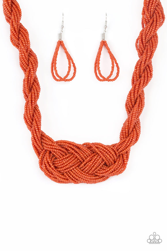 A Standing Ovation - Orange seed bead necklace