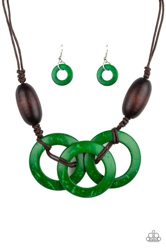 Bahama Drama - Green wood necklace