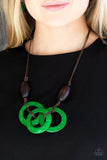 Bahama Drama - Green wood necklace