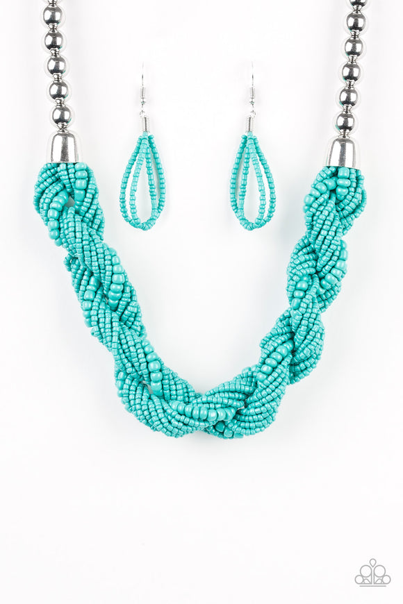 Savannah Surfin - Blue seed bead necklace