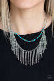 Fierce In Fringe - Blue necklace