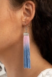 Paparazzi Dual Immersion pink/blue dipped tassel earrings