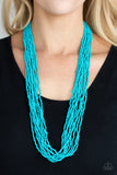 Congo Colada - Blue seed bead necklace