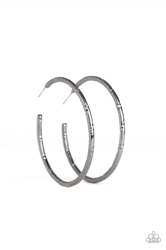 A Double Take - Black hoop earrings