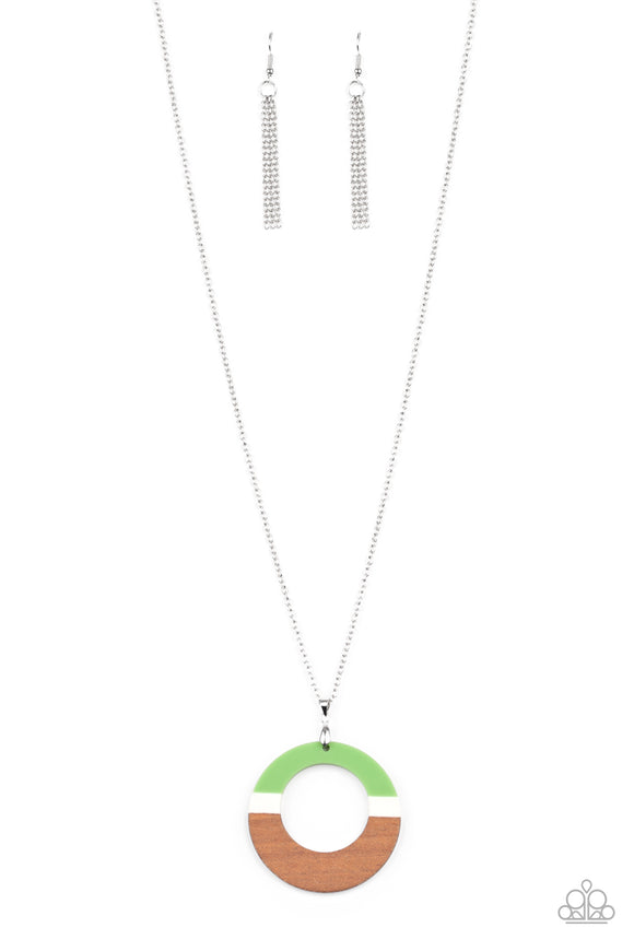 Sail Into The Sunset - Green wood necklace