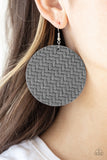 Plaited Plains - Silver leather earrings