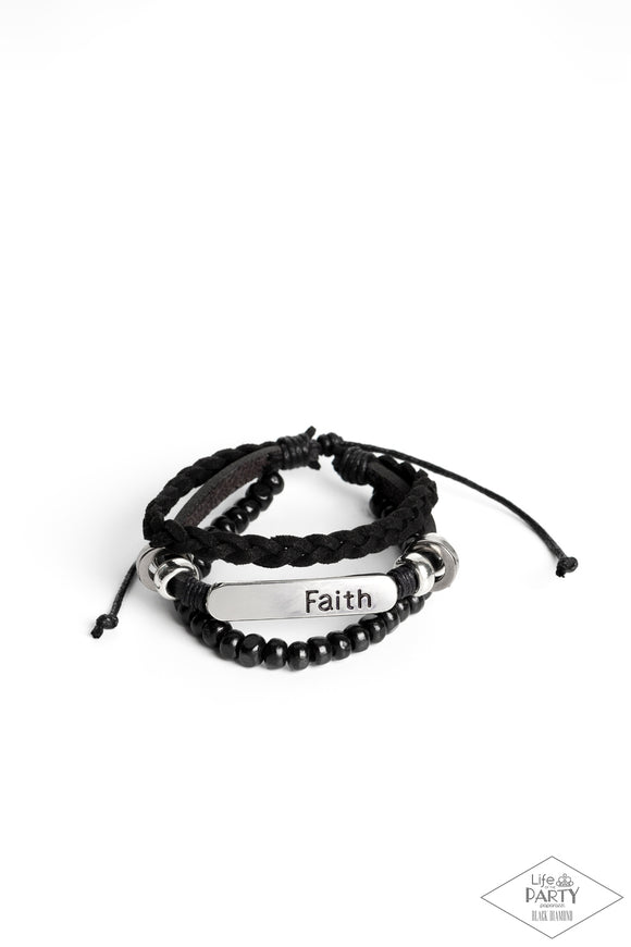 Let Faith Be Your Guide - Black inspirational urban BLACK DIAMOND bracelet