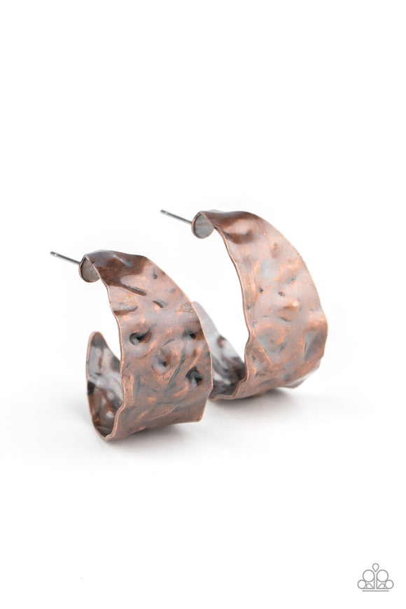 Put Your Best Face Forward - Copper hoop earrings