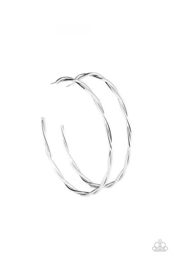 Out of Control Curves - large Silver hoop earrings