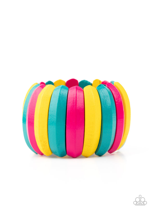 Colorfully Congo - Multi wood bracelet