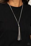 Hold My Tassel - Silver microfiber necklace