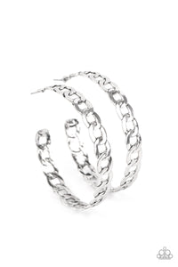 Climate CHAINge - Silver hoop earrings