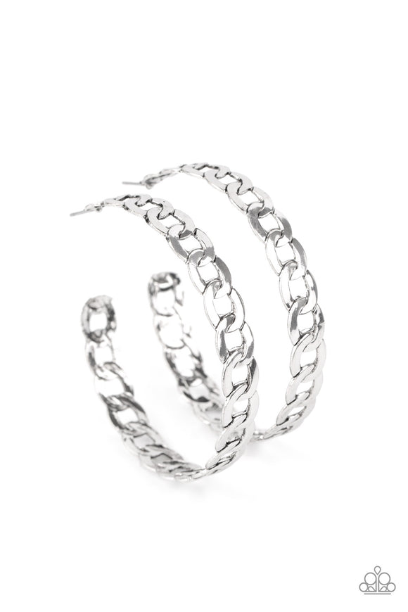 Climate CHAINge - Silver hoop earrings