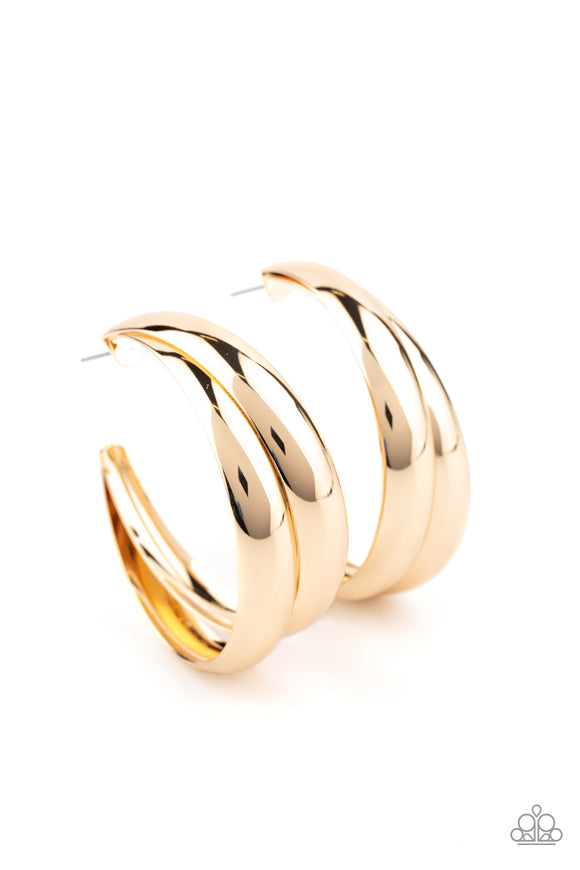 Colossal Curves - Gold hoop earrings