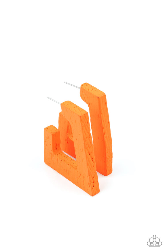 The Girl Next OUTDOOR - Orange wood hoop earrings