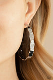 Exhilarated Edge - Silver hoop earrings