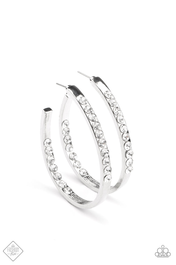 Borderline Brilliance - White hoop earrings