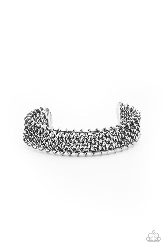 Gridlock - Silver urban cuff bracelet