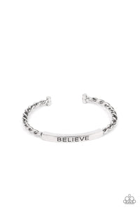 Keep Calm and Believe - Silver urban cuff bracelet