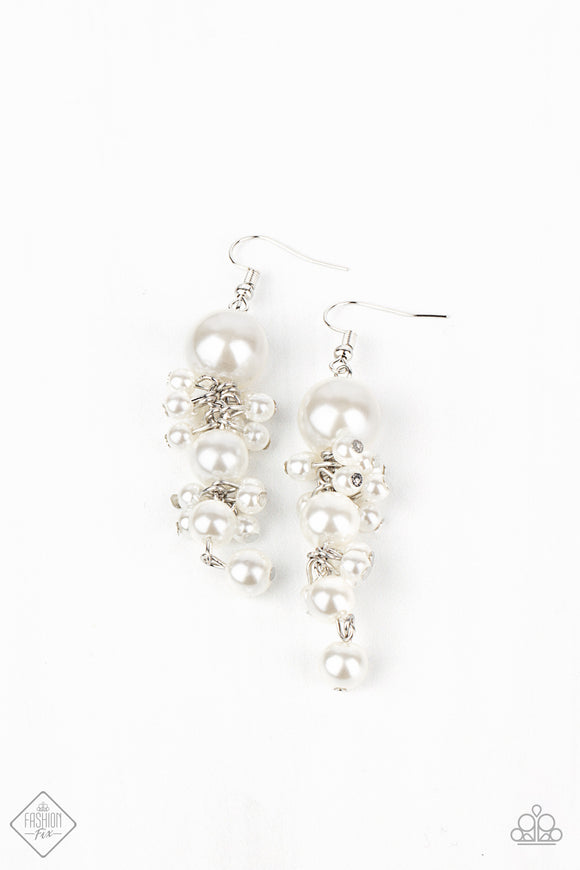 Ageless Applique - White pearl earrings