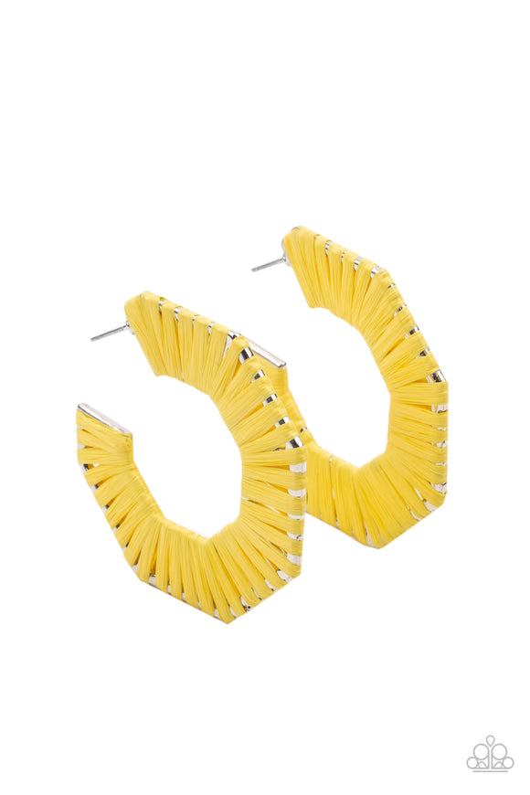 Fabulously Fiesta - Yellow hoop earrings