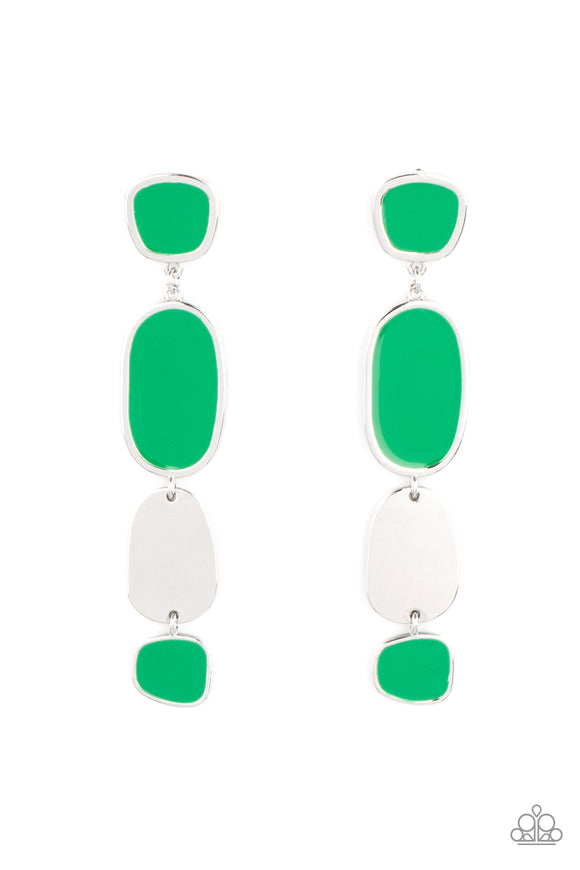 All Out Allure - Green post earrings