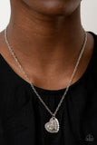 Happily Heartwarming - White iridescent MOTHER necklace