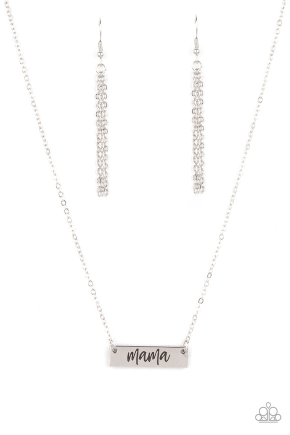 Blessed Mama - Silver bar necklace