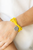 Badlands Botany - Yellow stretchy seed bead sunflower bracelet