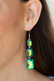 Cosmic Red Carpet - Green oil spill earrings