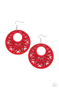 Tropical Reef - Red wood earrings