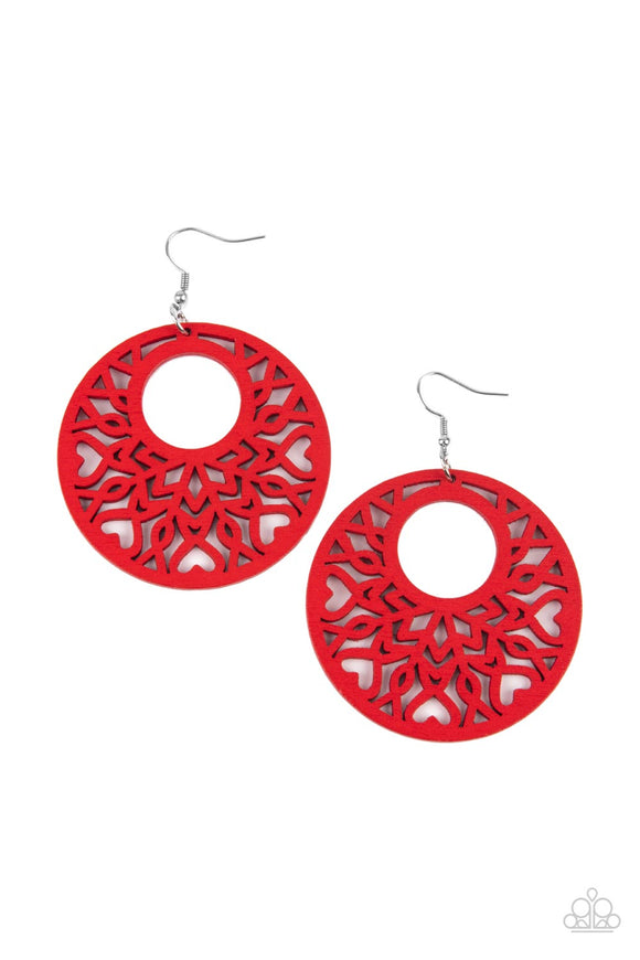 Tropical Reef - Red wood earrings