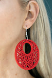 Tropical Reef - Red wood earrings