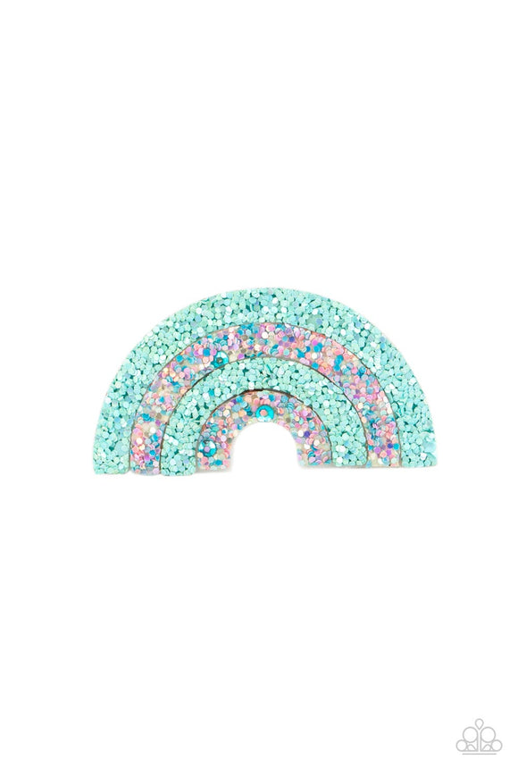 Rainbow Reflections - Blue glitter rainbow hair accessory