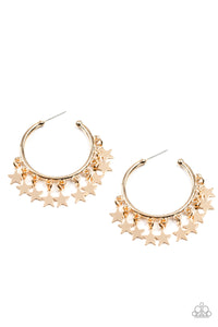 Happy Independence Day - Gold hoop earrings