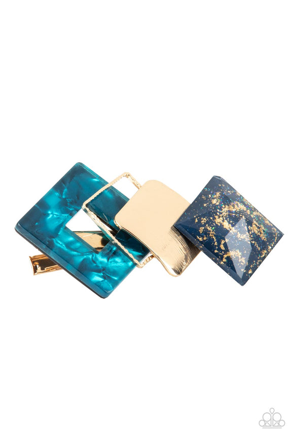 Geometrically Gatsby - Blue hair clip accessory