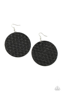 WEAVE Me Out Of It - Black leather earrings