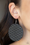 WEAVE Me Out Of It - Black leather earrings