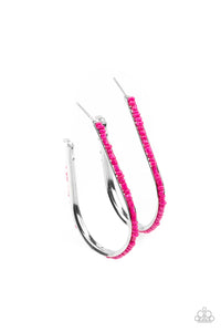 Beaded Bauble - Pink Seed bead hoop earrings