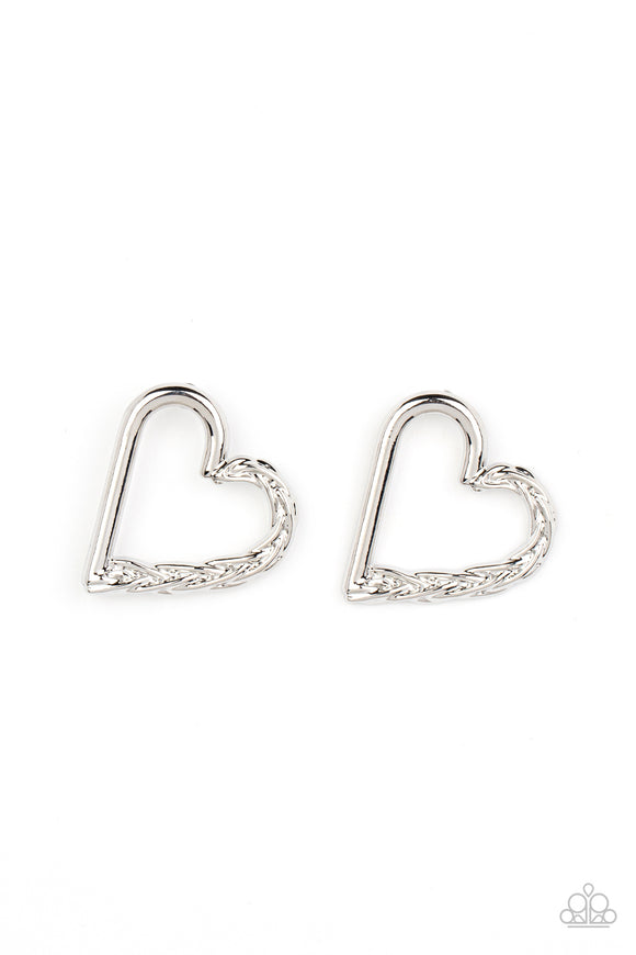 Cupid, Who? - Silver heart post earrings