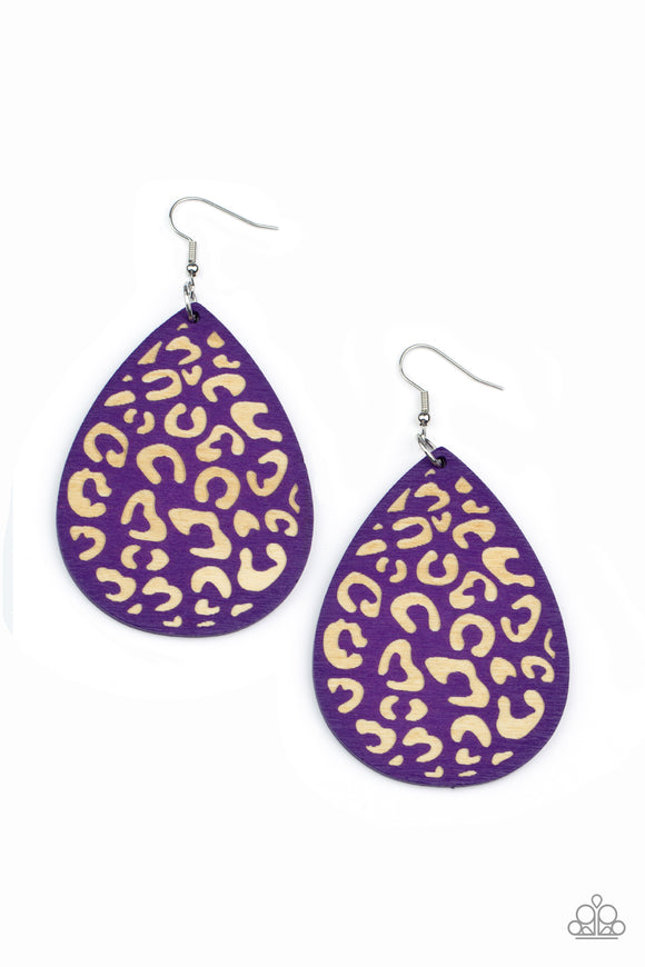 Suburban Jungle - Purple wood earrings