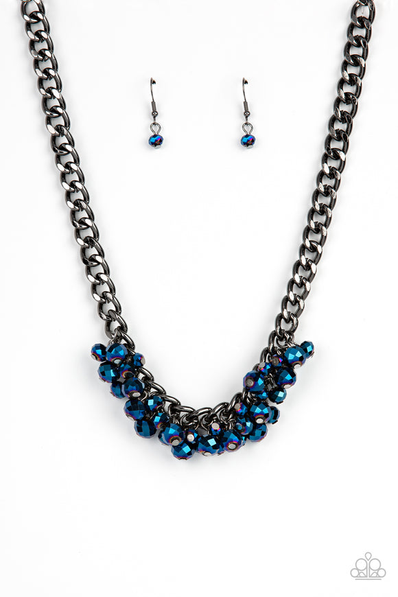 Galactic Knockout - Blue oil spill necklace