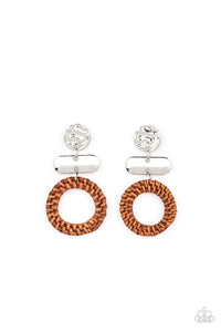 Woven Whimsicality - Brown weave earrings